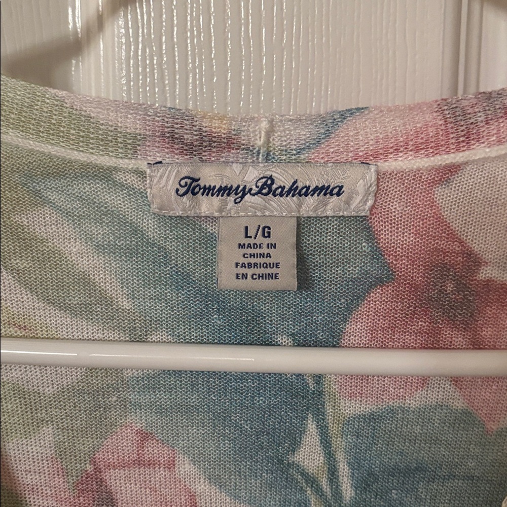 Tommy Bahama 2 piece Multicolor Floral Tank & Cardigan size L - Picture 2 of 5